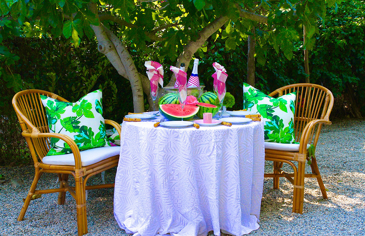 outdoors table with watermelon